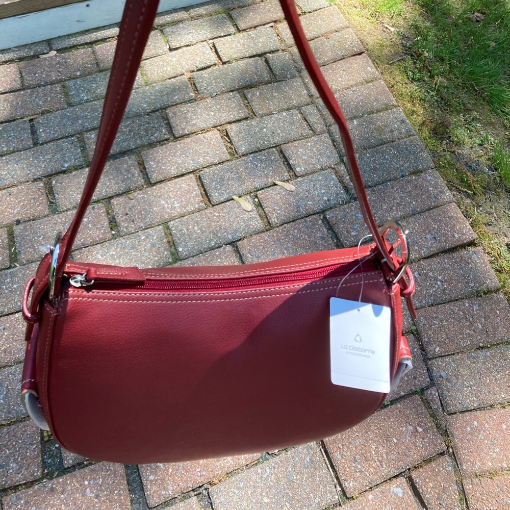 Liz Claiborne Red Faux Leather Shoulder Bag NWT